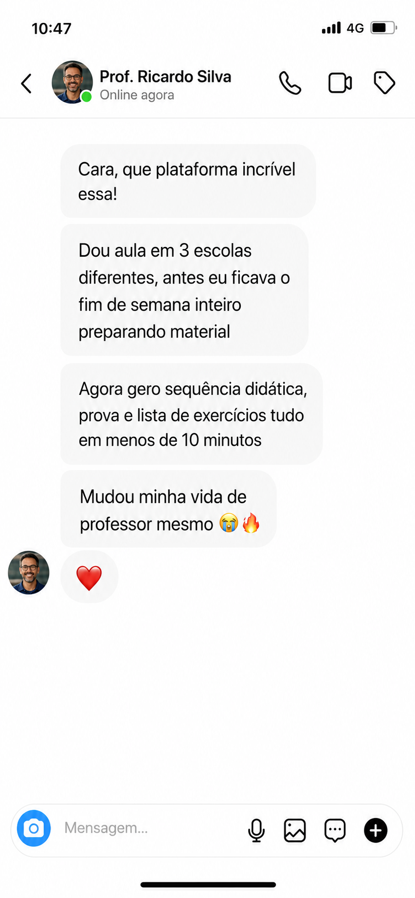 Depoimento de professor sobre o Planeja.IA